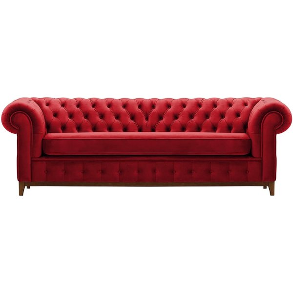 Chesterfield Grand 3 Seater Sofa, dark red, Leg colour: aveo