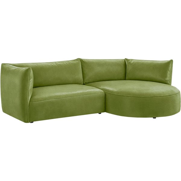 Modern Mollo Right Hand Corner Sofa with Oval Module, olive green