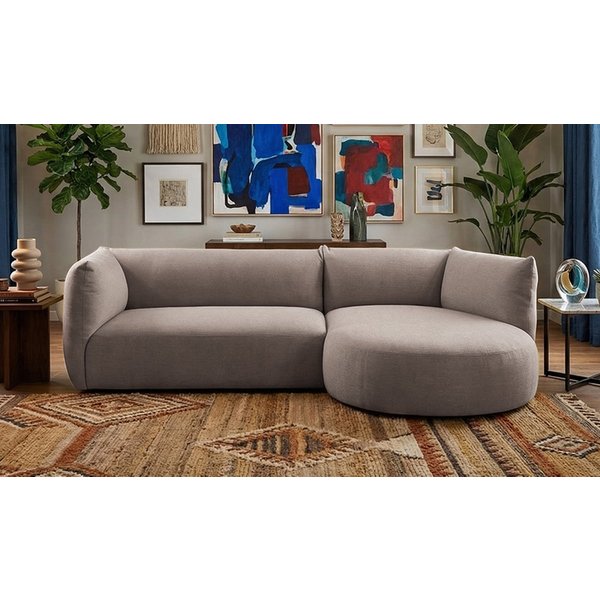Modern Mollo Right Hand Corner Sofa with Oval Module, Wind 11 - beige