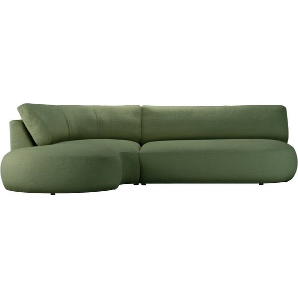 Ace Minimalist Left Hand Corner Sofa with Rounded Form, Ceriale 1180 - green