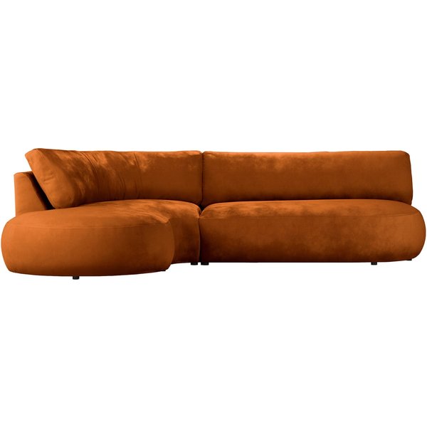 Ace Minimalist Left Hand Corner Sofa with Rounded Form, V 33 - Rust