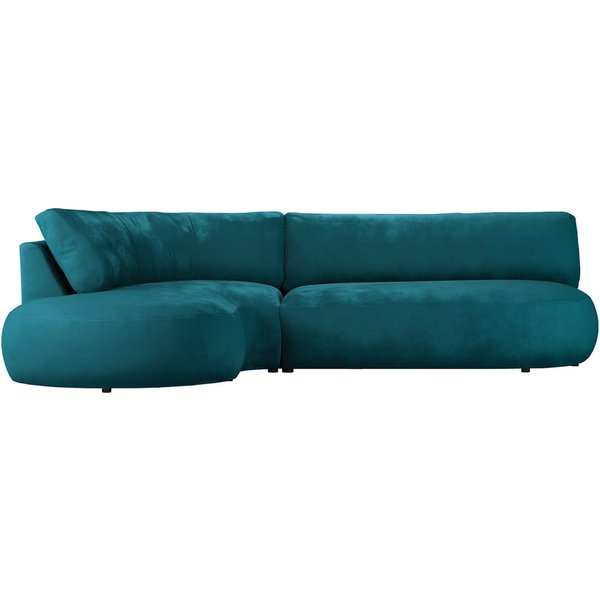 Ace Minimalist Left Hand Corner Sofa with Rounded Form, V 36 - Peacock