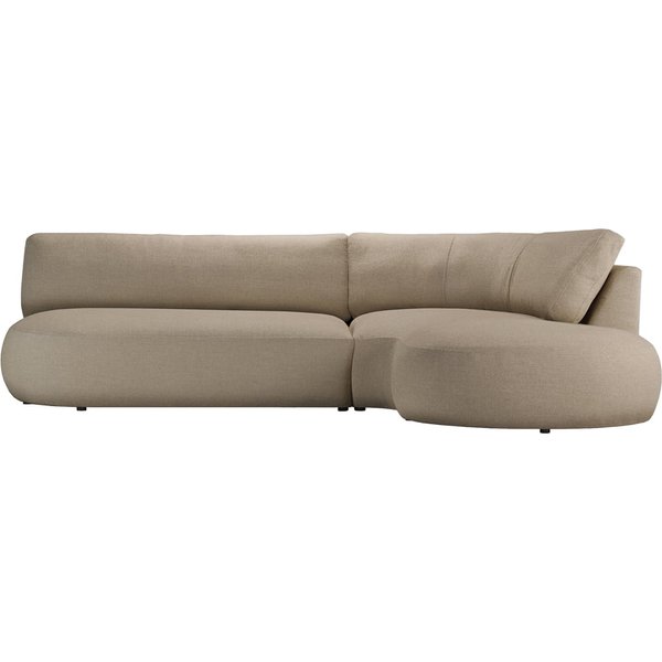 Ace Minimalist Right Hand Corner Sofa with Rounded Form, Ceriale 262 - light brown