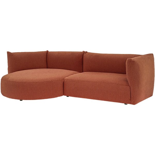 Modern Mollo Left Hand Corner Sofa with Oval Module, Poso 40 - brick-red