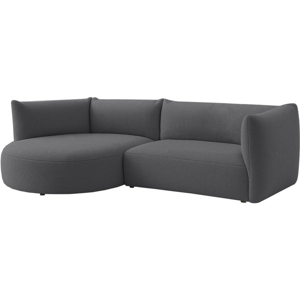 Modern Mollo Left Hand Corner Sofa with Oval Module, boucle grey