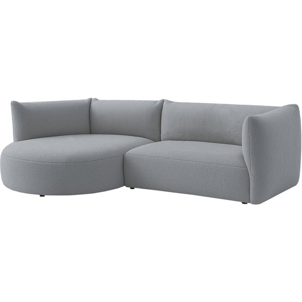 Modern Mollo Left Hand Corner Sofa with Oval Module, boucle grey