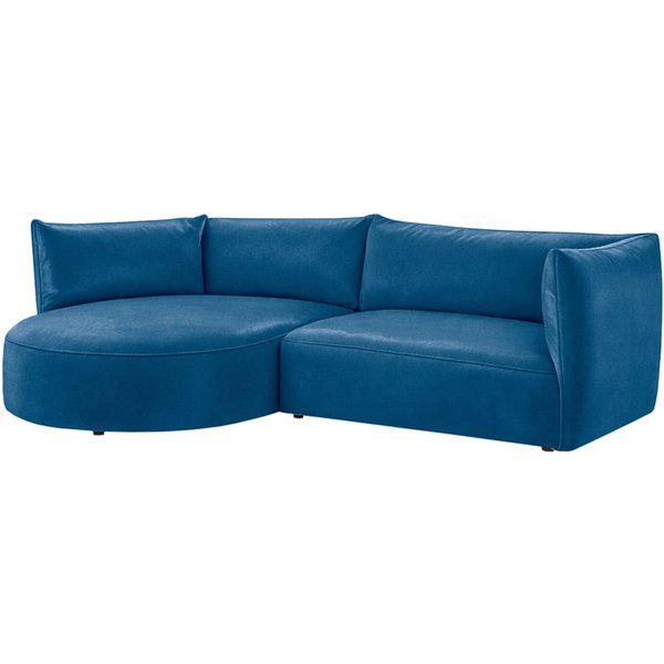 Modern Mollo Left Hand Corner Sofa with Oval Module, blue