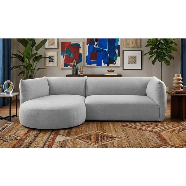 Modern Mollo Left Hand Corner Sofa with Oval Module, Wind 84 - grey