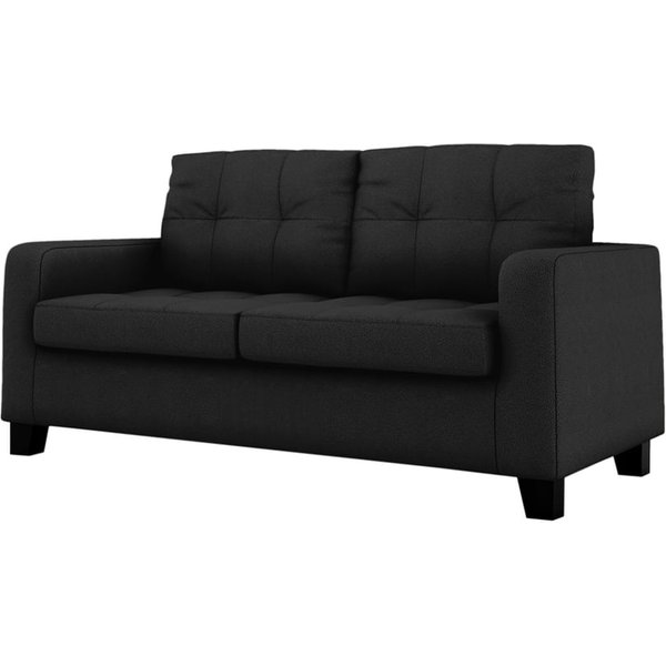 Gloss 2 Seater Faux Leather Sofa, black