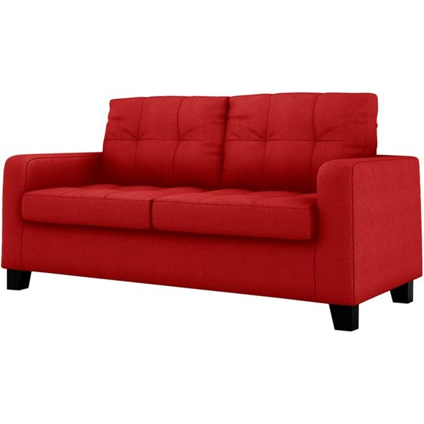 Gloss 2 Seater Faux Leather Sofa, red