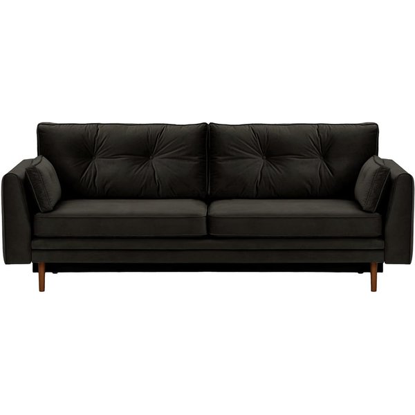 Amelia Sofa Bed with Storage, black, Leg colour: dark oak