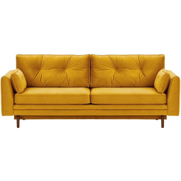 Amelia Sofa Bed with Storage, mustard, Leg colour: dark oak
