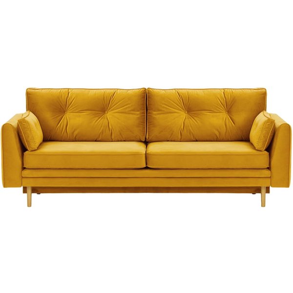Amelia Sofa Bed with Storage, mustard, Leg colour: like oak