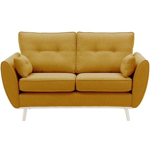 Zinola 2 Seater Sofa, yellow, Leg colour: white
