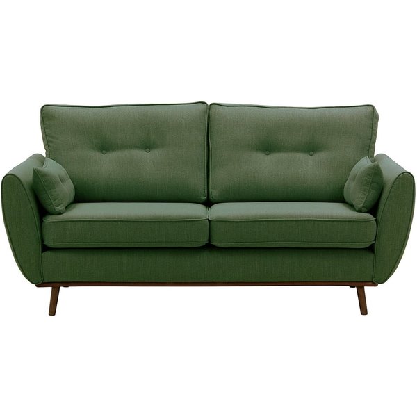 Zinola 3 Seater Sofa, green, Leg colour: dark oak