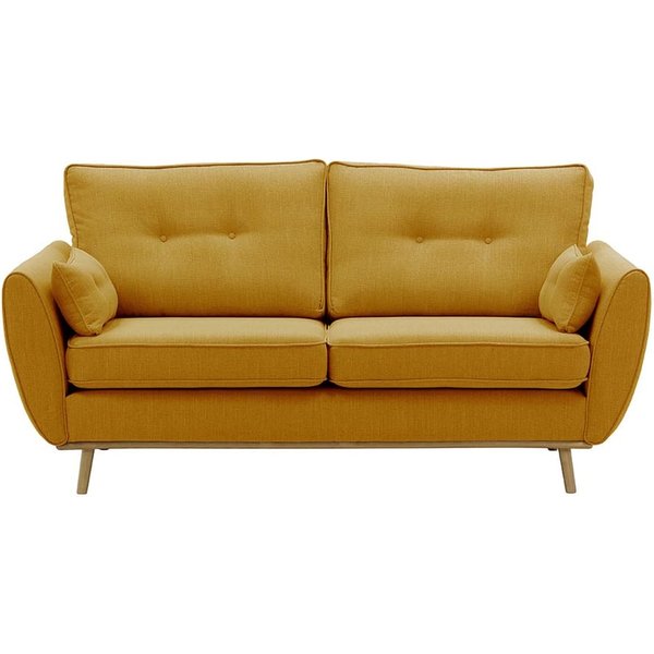 Zinola 3 Seater Sofa, yellow, Leg colour: like oak
