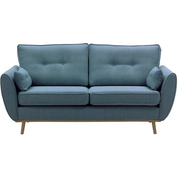 Zinola 3 Seater Sofa, blue, Leg colour: wax black