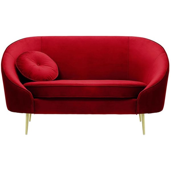 Kooper 2 Seater Sofa, dark red, Leg colour: gold metal