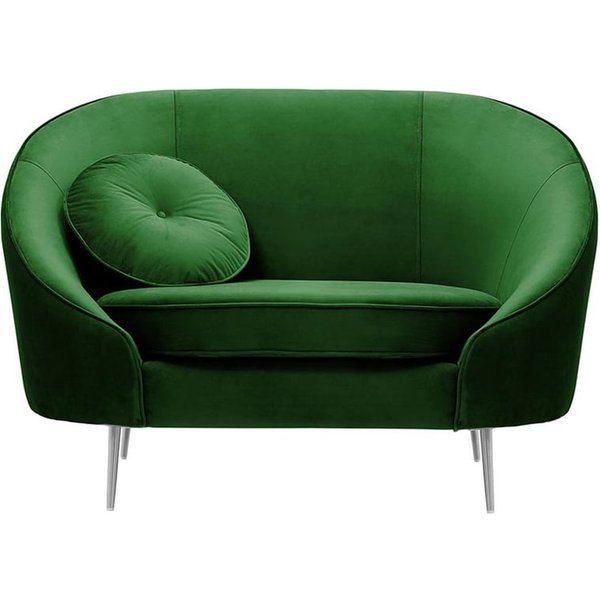 Kooper Armchair, dark green, Leg colour: chrome metal