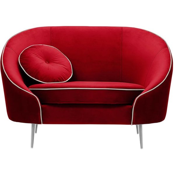 Kooper Armchair, dark red, Leg colour: chrome metal