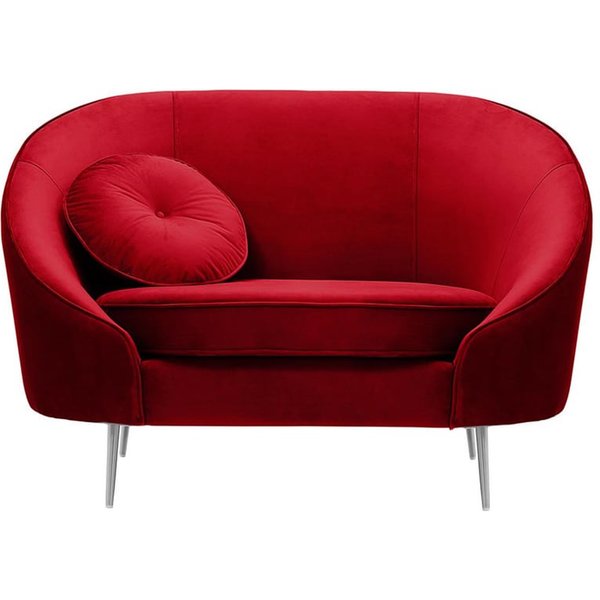 Kooper Armchair, dark red, Leg colour: chrome metal