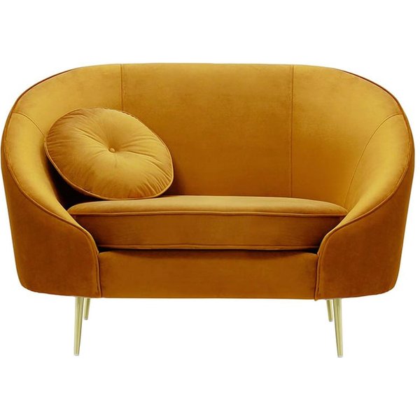 Kooper Armchair, mustard, Leg colour: gold metal