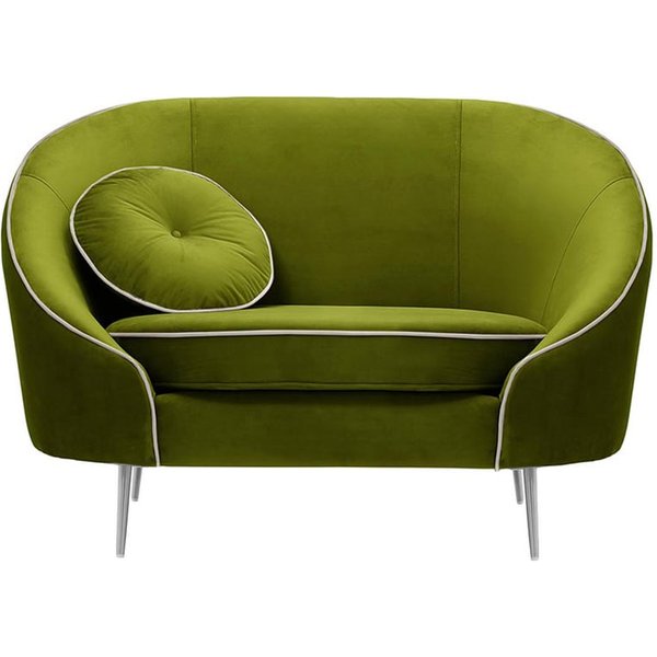 Kooper Armchair, olive green, Leg colour: chrome metal