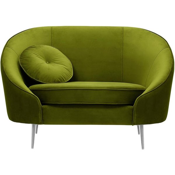 Kooper Armchair, olive green, Leg colour: chrome metal