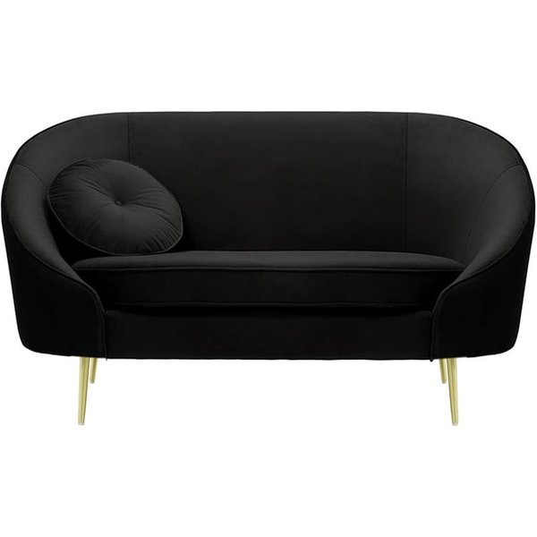 Kooper 2 Seater Sofa, black, Leg colour: gold metal