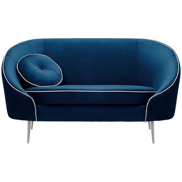 Kooper 2 Seater Sofa, blue, Leg colour: chrome metal