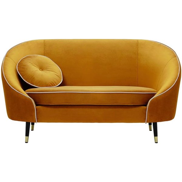 Kooper 2 Seater Sofa, mustard, Leg colour: Black + gold