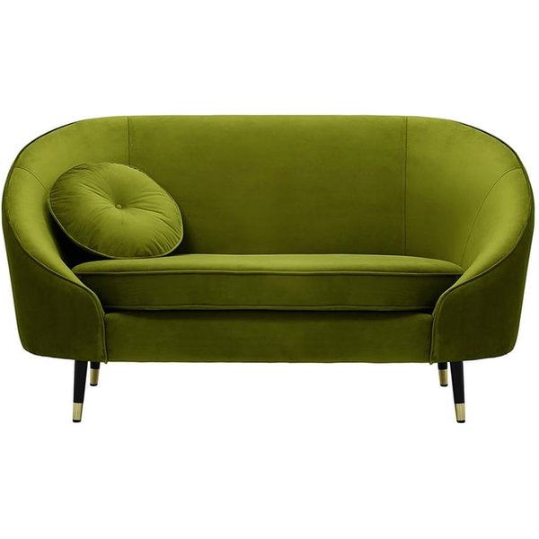 Kooper 2 Seater Sofa, olive green, Leg colour: Black + gold