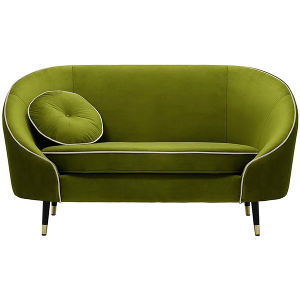 Kooper 2 Seater Sofa, olive green, Leg colour: Black + gold