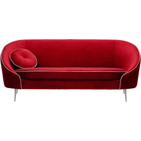 Kooper 3 Seater Sofa, dark red, Leg colour: chrome metal