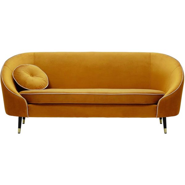 Kooper 3 Seater Sofa, mustard, Leg colour: Black + gold