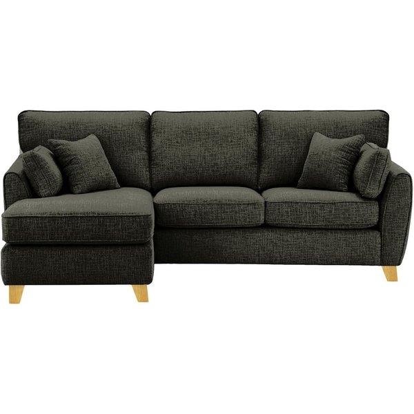 James Left Corner Sofa, mid grey, Leg colour: like oak