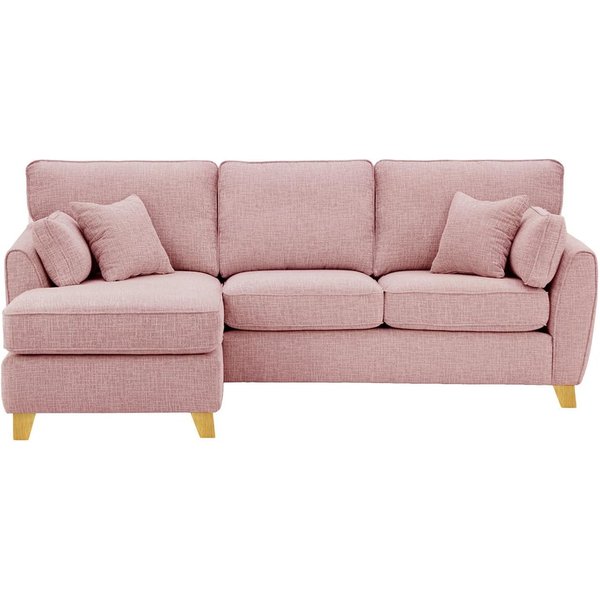 James Left Corner Sofa, blush pink, Leg colour: like oak