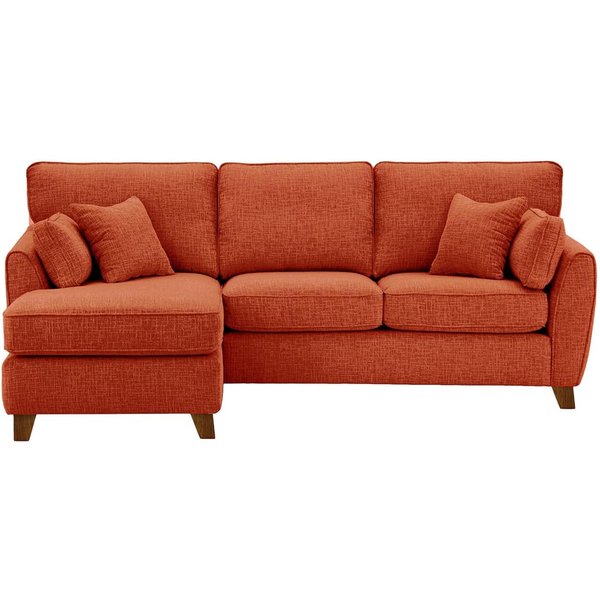 James Left Corner Sofa, burnt orange, Leg colour: dark oak
