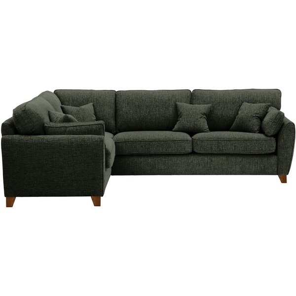 James Large Left Corner Sofa, charcoal, Leg colour: dark oak