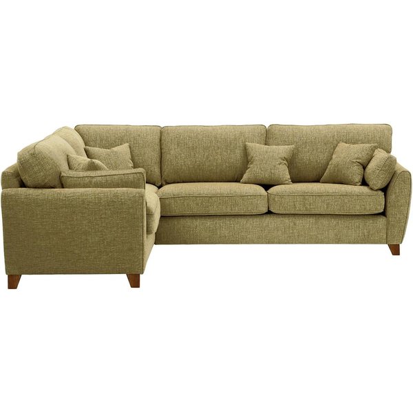 James Large Left Corner Sofa, brown, Leg colour: dark oak