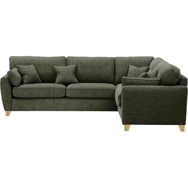 James Large Right Corner Sofa, mid grey, Leg colour: wax black