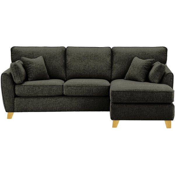 James Right Corner Sofa, mid grey, Leg colour: like oak