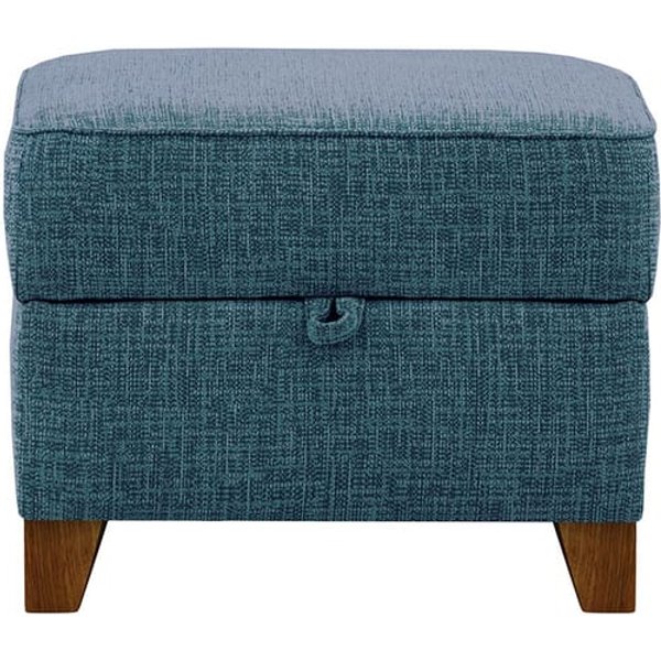James Footstool with Storage, teal, Leg colour: dark oak