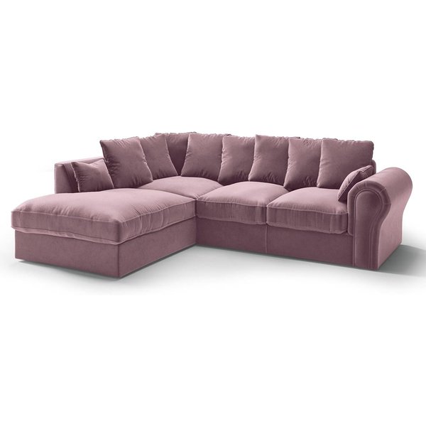 Baron Left Hand Corner Sofa, pastel pink