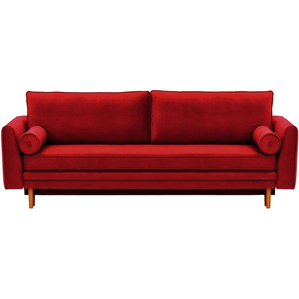 Boris Sofa Bed with Storage, dark red, Leg colour: aveo