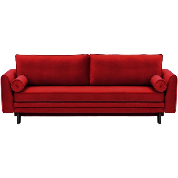 Boris Sofa Bed with Storage, dark red, Leg colour: black