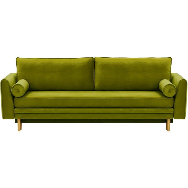 Boris Sofa Bed with Storage, olive green, Leg colour: like oak