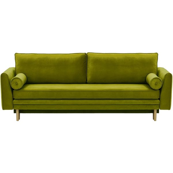 Boris Sofa Bed with Storage, olive green, Leg colour: wax black