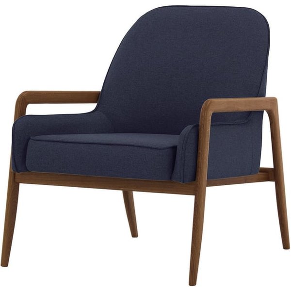 Turin Chair, navy blue, Leg colour: dark oak