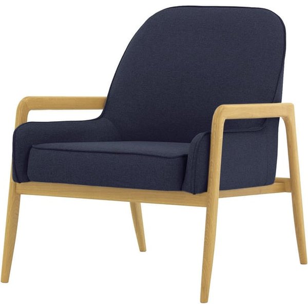 Turin Chair, navy blue, Leg colour: like oak